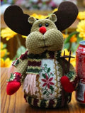 Flannel Christmas decorations set showing snowman, elk, and old man designs in red, green, and white colours
