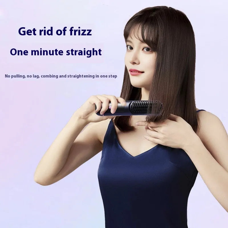 Portable negative ion hair straightening comb in white, blue, or grey colour