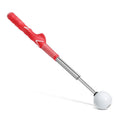 Telescopic golf swing simulator trainer in stainless steel showing black, blue, and red colour options