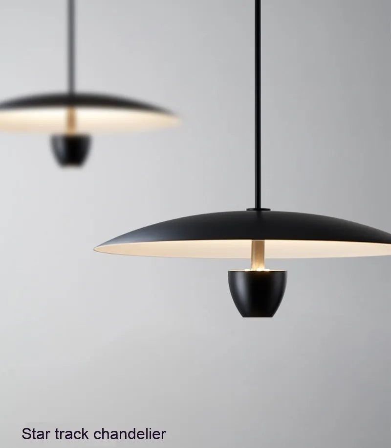 Black modern minimalist chandelier with 400mm size and warm light colour