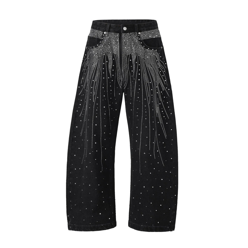 Blue loose-fitting wide-leg cotton trousers with pullover design for teenage casual wear