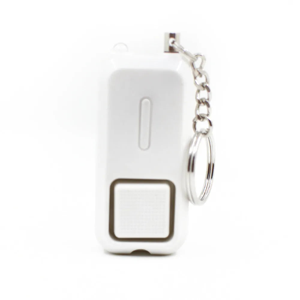 ZQ-202 compact personal security alarm in pink, black, white, yellow, or green colours.