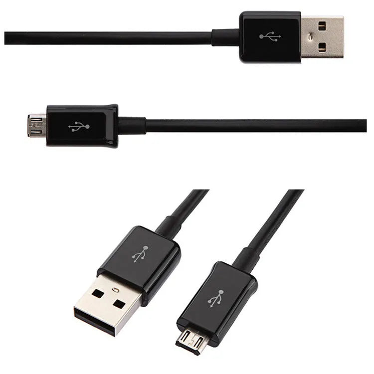 Black and white 1 metre Android Micro USB charging and data cable