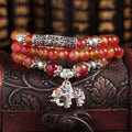 Handmade natural watermelon crystal bracelet with Chinese knot design and geometric beads