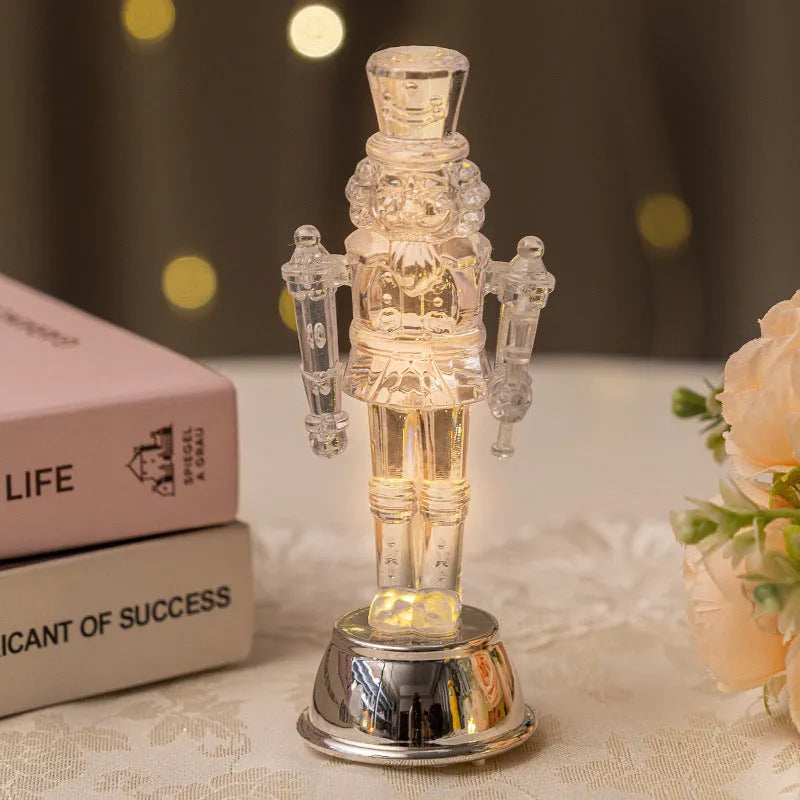 Transparent plastic walnut soldier nutcracker Christmas desktop ornament.