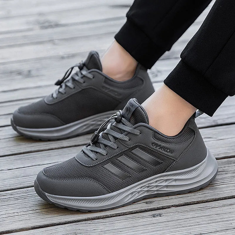 Breathable mesh slip-on casual shoes for men and women with elastic band.