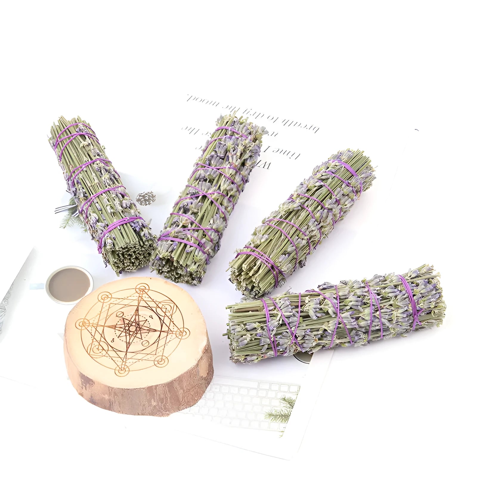 Lavender aromatherapy stick measuring 4 inches with natural dried flowers for fragrance diffusion