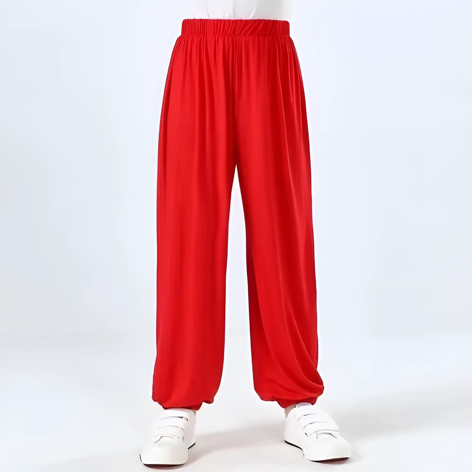 Children's black Lycra practice pants for Sanda martial arts training with high elasticity fabric