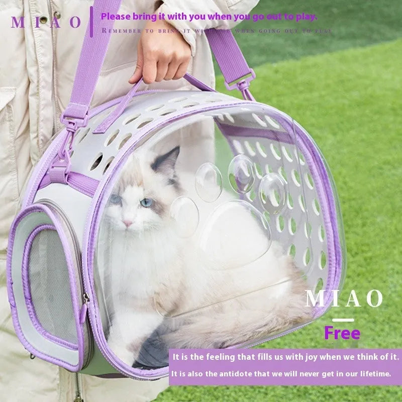 Transparent hard-sided EVA cat carrier backpack in large size for cats up to 9kg