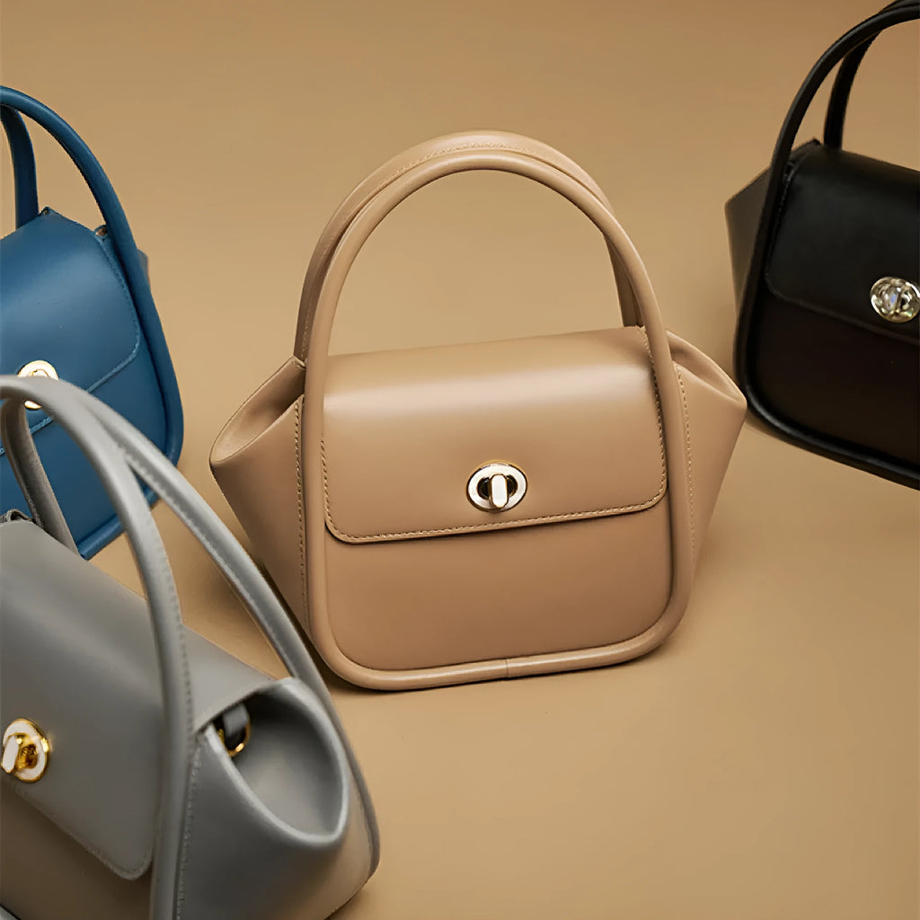 Cow leather wing shape tote bag with cross-body strap in one of four colour options