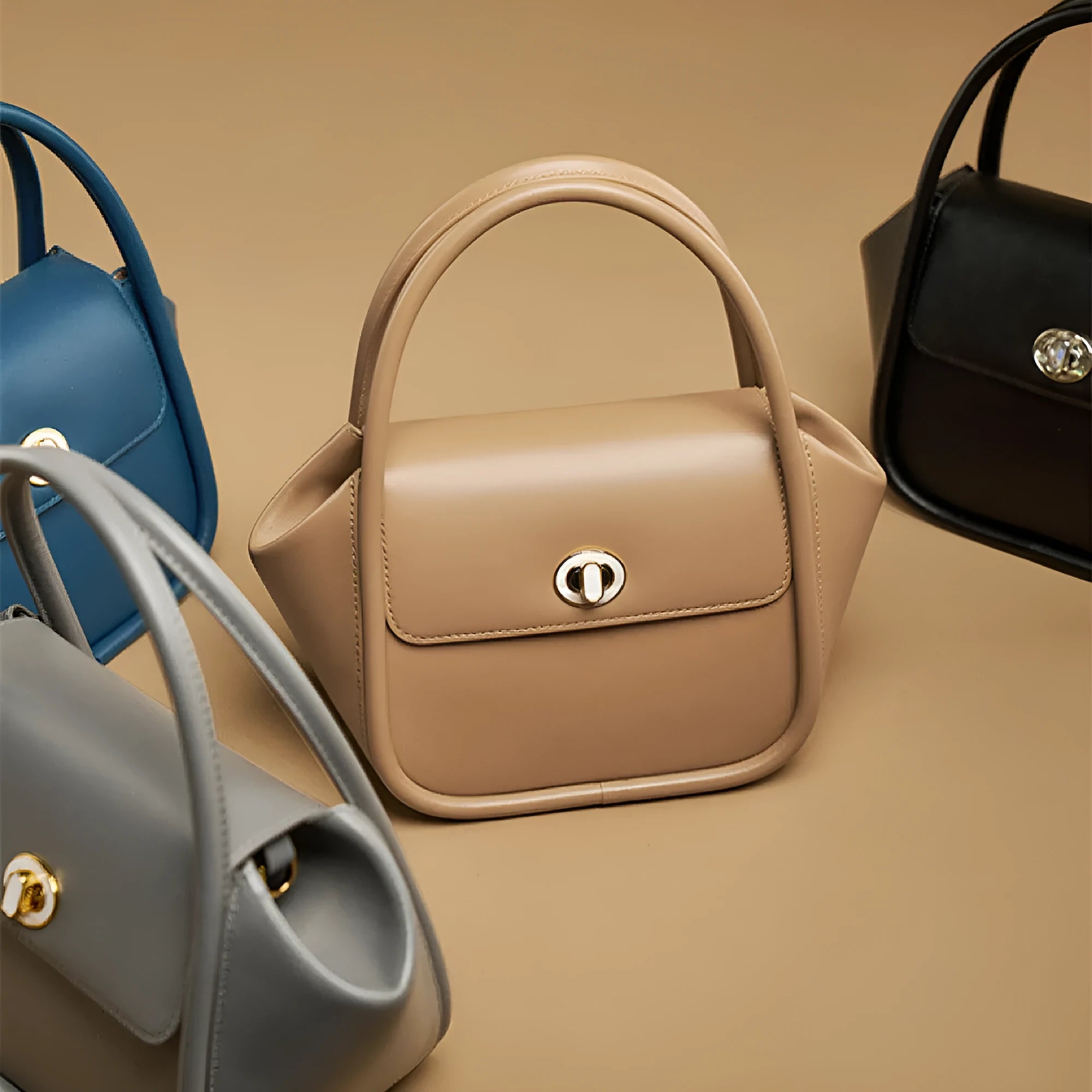 Cow leather wing shape tote bag with cross-body strap in one of four colour options