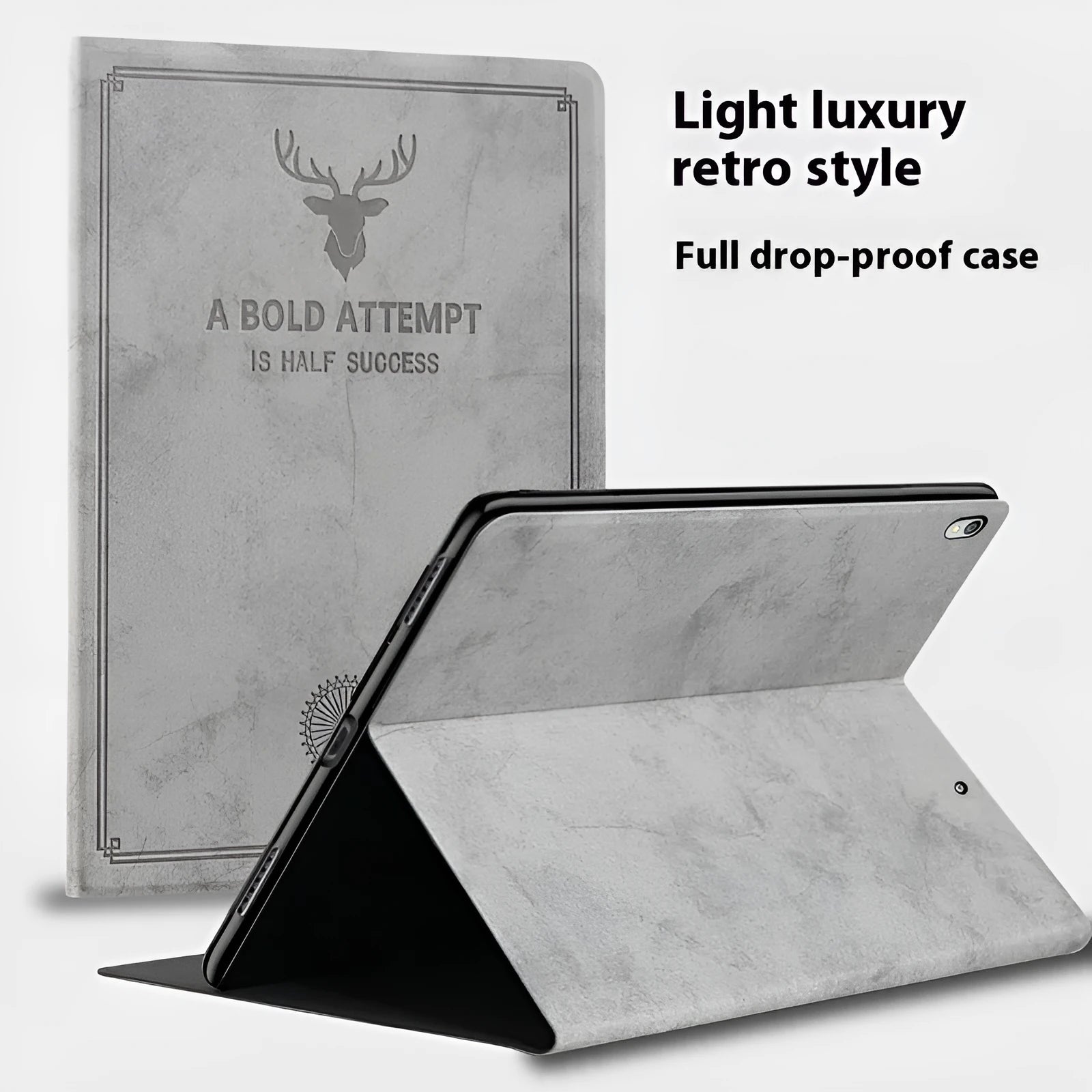 iPad protective case with soft TPU leather shell in clamshell design showing colour options