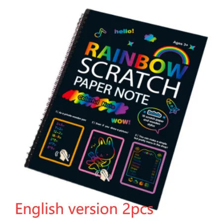 Large 26x19cm children's scratch art paper with scraping tool for DIY creative painting