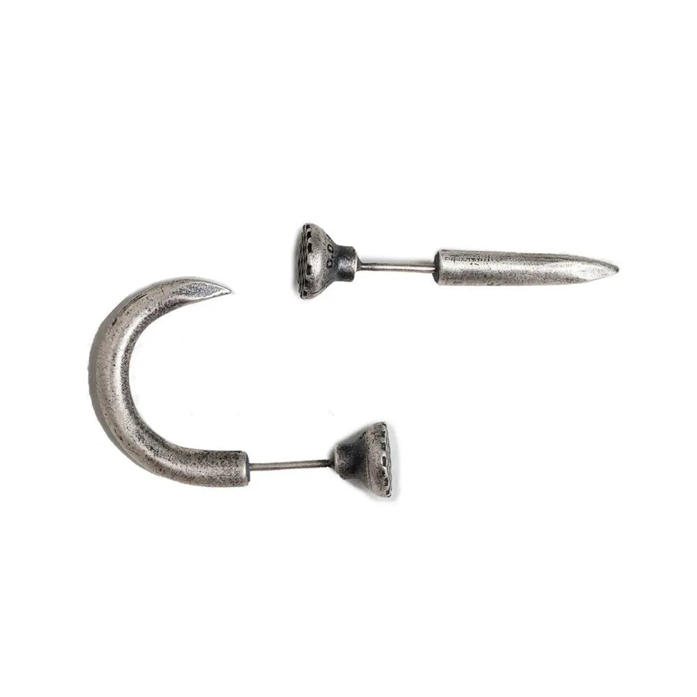S925 sterling silver punk nail stud earring in straight and curved style options.