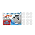 Pack of 12 white dishwasher cleaning tablets for appliance maintenance
