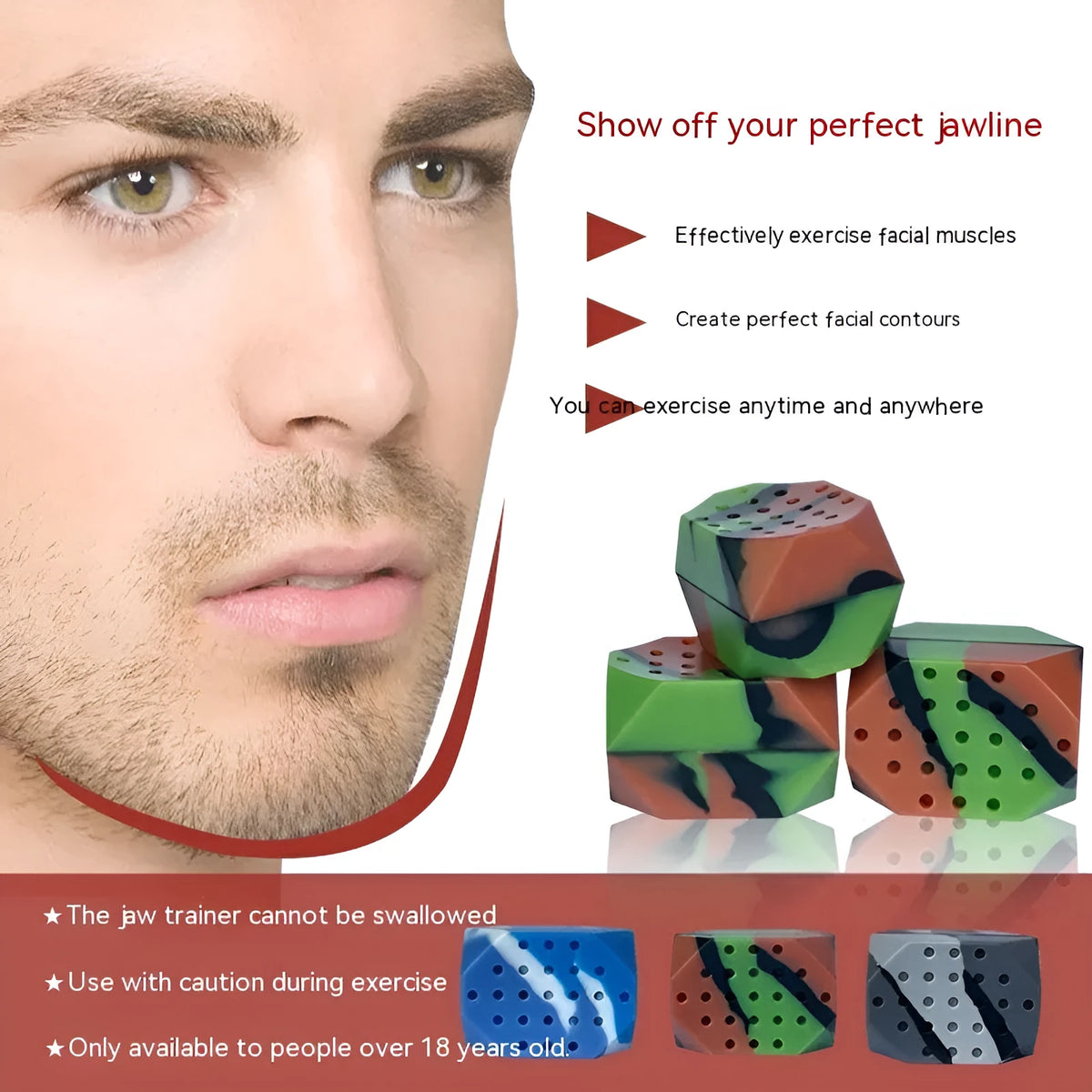 Camouflage silicone jaw trainer exercise ball for facial muscle fitness
