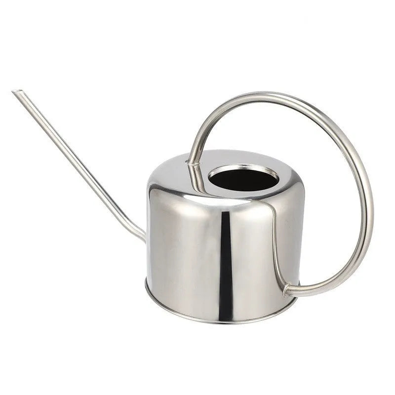 Stainless steel watering can with long spout, 2 litre capacity, shown in black finish