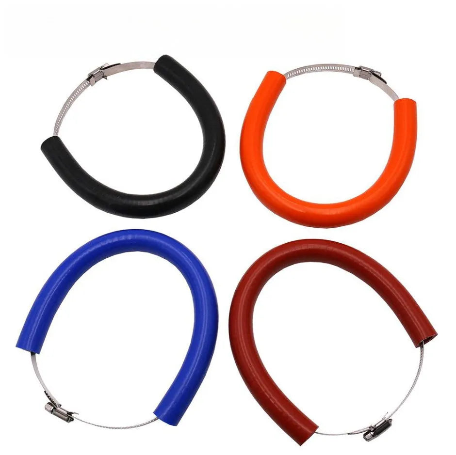Universal motorcycle exhaust pipe anti-drop wring gasket in black, blue, and orange colour options.