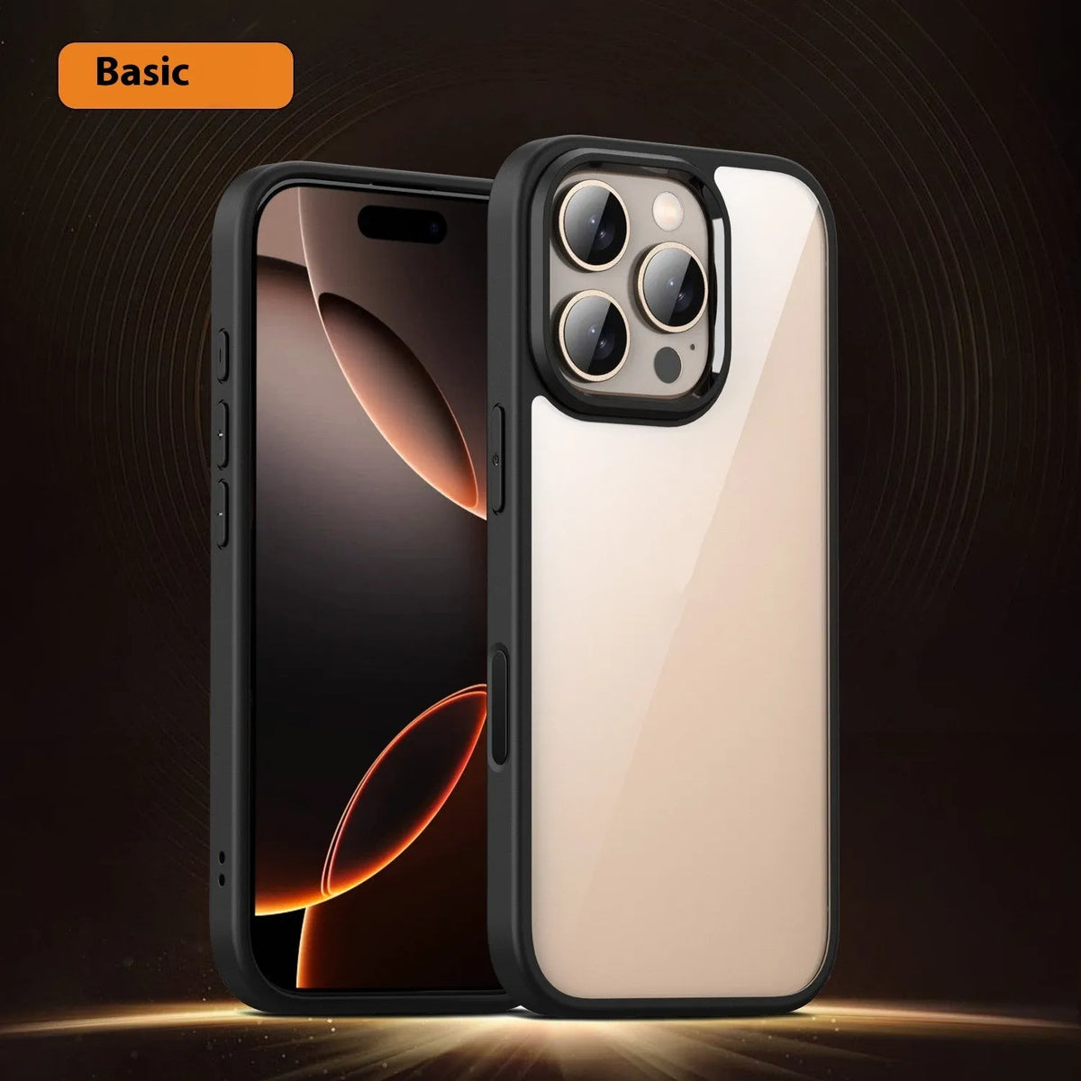 Black transparent magnetic iPhone 16 phone case with airbag drop protection shown on mobile phone