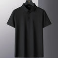 Men's solid colour short sleeve non-ironing business casual shirt on a hanger.