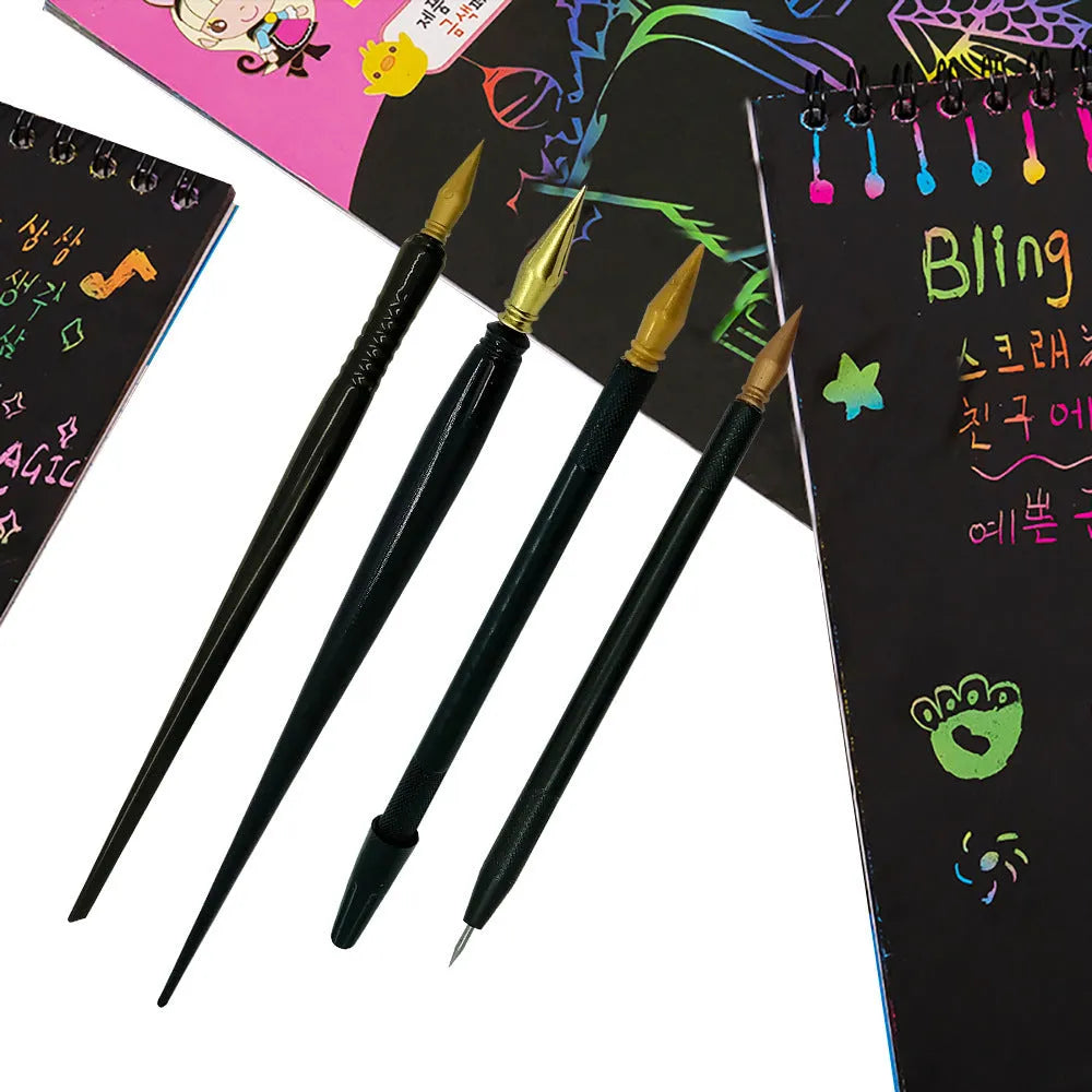 Polystyrene PS plastic scratch pen tool for children's scratch art projects