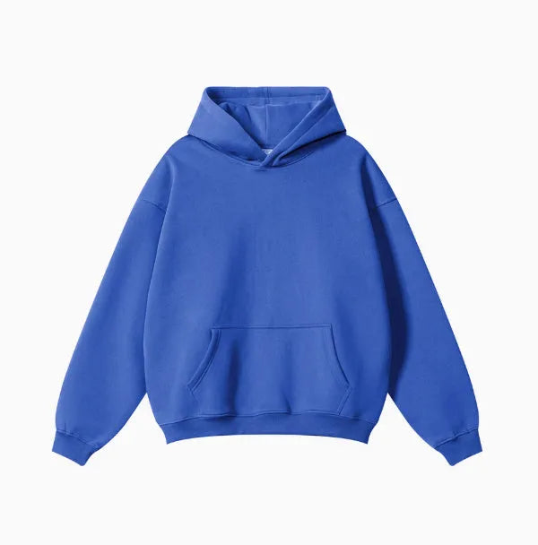 Men's heavyweight terry cotton hooded sweater in loose fit with drop-shoulder sleeves