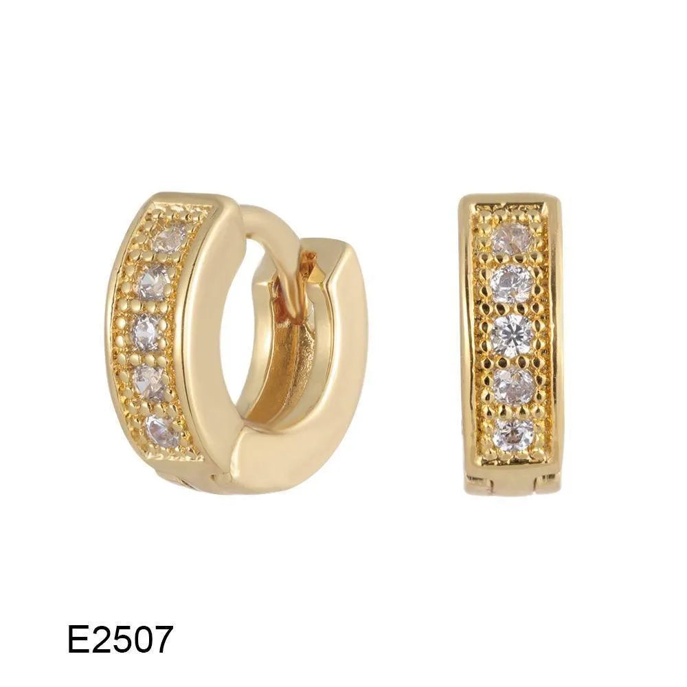 Gold plated heart-shaped zircon ear clip earrings for women on a white background