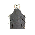 Canvas apron with cross-strap back design in camel colour for work protection