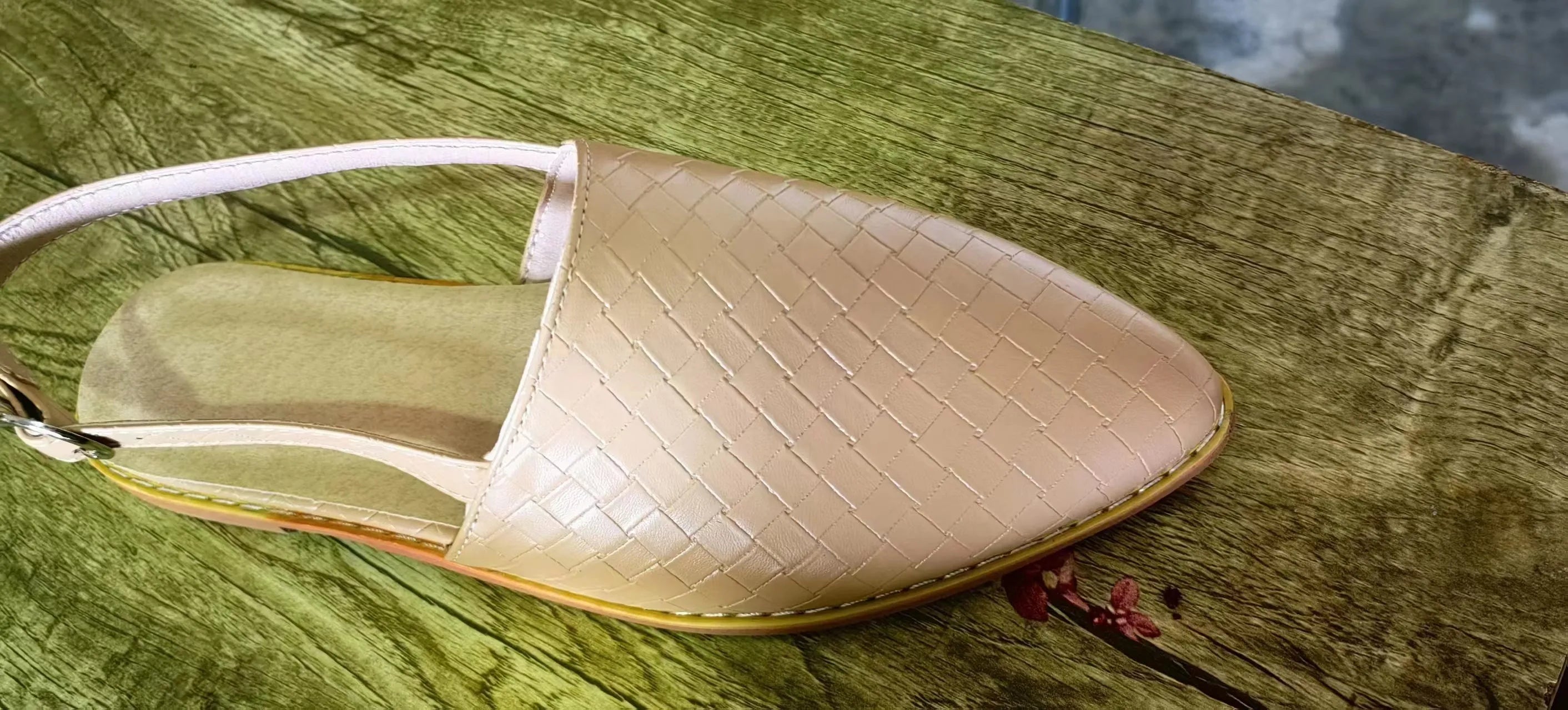 Pointed toe flat sandals with buckle closure in multiple colour options
