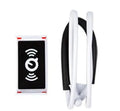 Neck phone holder with adjustable clamp for smartphones, shown in multiple colour options