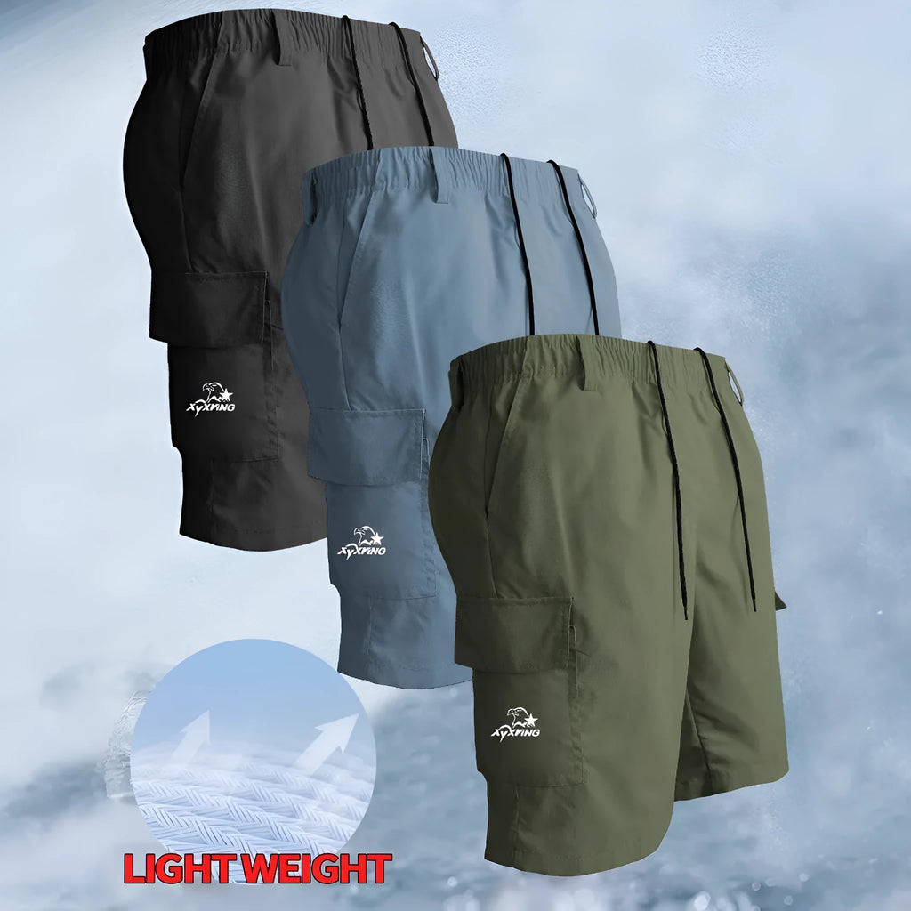 Loose straight casual polyester shorts in sporty design with micro elasticity fabric