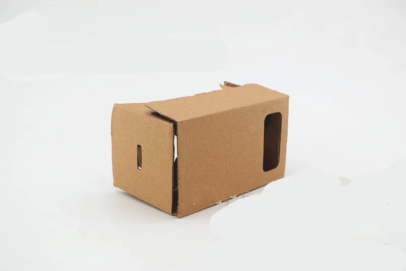 Pink and white cardboard VR glasses for smartphones with adjustable head strap and 3D lenses
