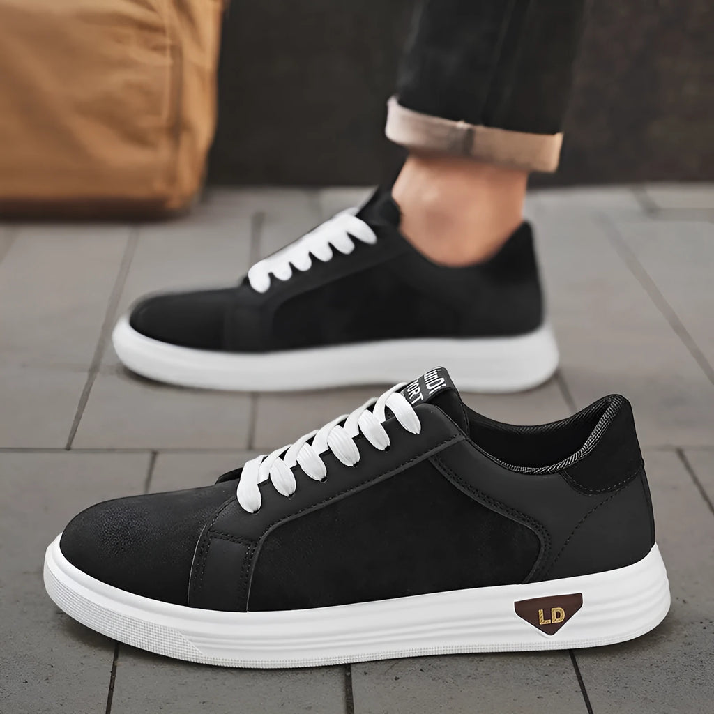 Men's black snake pattern PU leather high-top casual sneakers with round toe and rubber sole