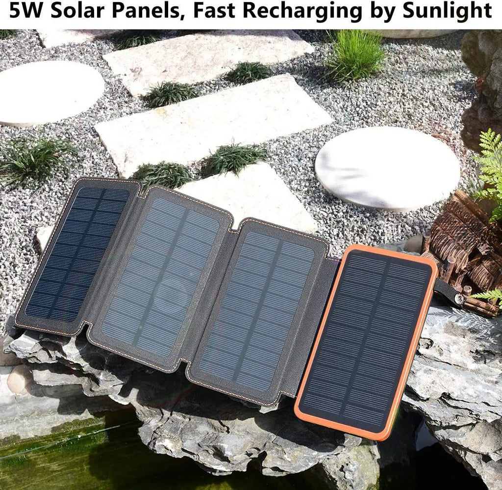 Outdoor solar phone charger in multiple colours with solar panel and LED light