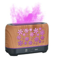 Snowflake pattern aromatherapy humidifier with colourful LED flame effects and remote control
