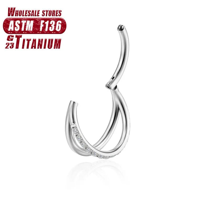 Titanium alloy fork nose ring for body piercing in multiple colours and lengths