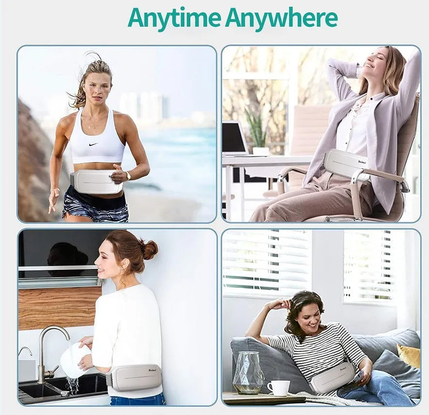 White Tummy Machine abdominal exercise equipment with digital display on a grey floor.
