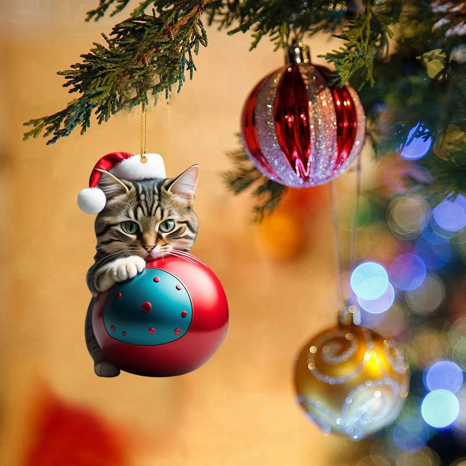 Christmas creative kitty car hanging ornament in acrylic material for vehicle interior decoration