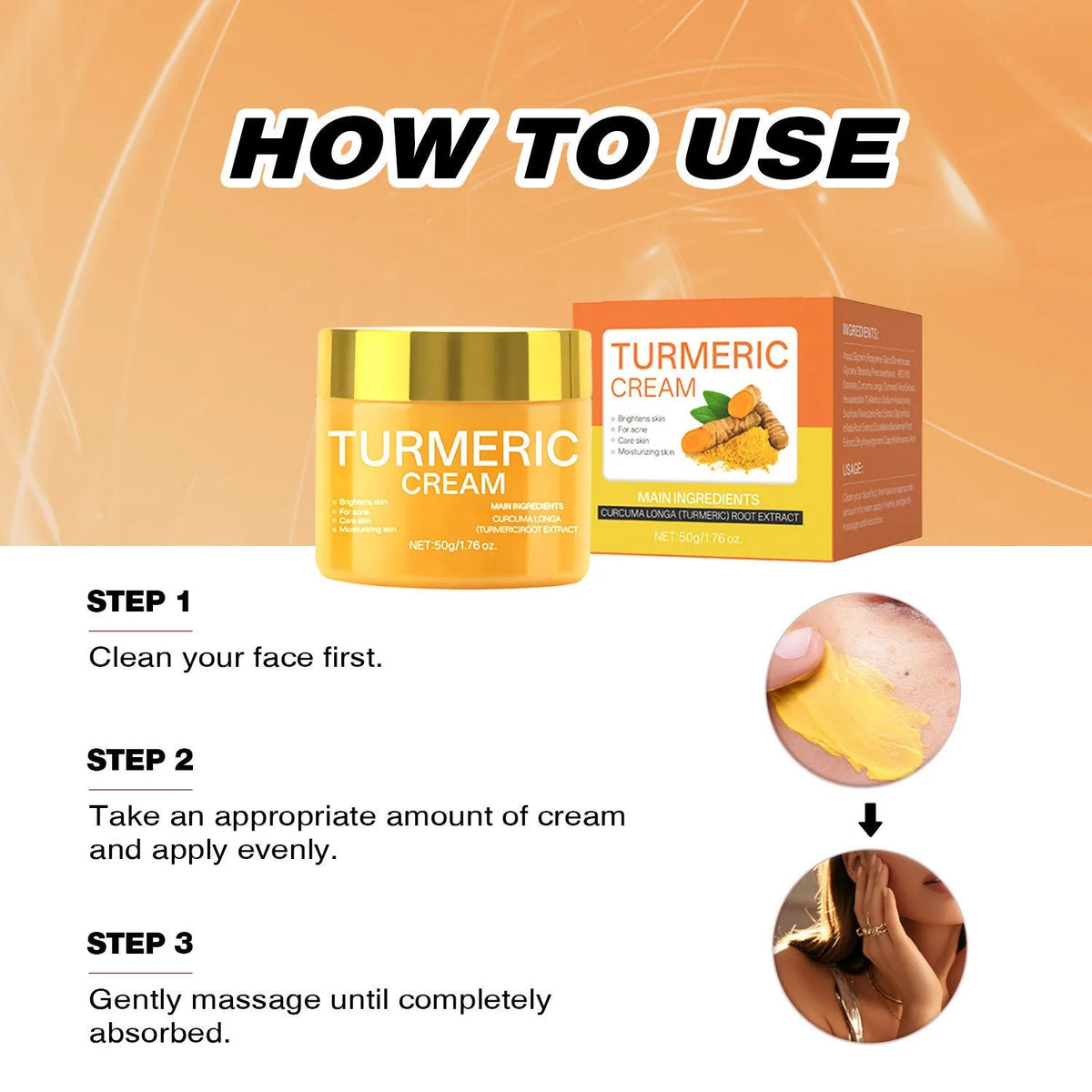 50g brightening moisturising cream in 53mm compact jar packaging