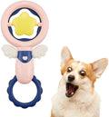 Large pink dog chew toys with textured dental cleaning surfaces and anti-swallow ring design