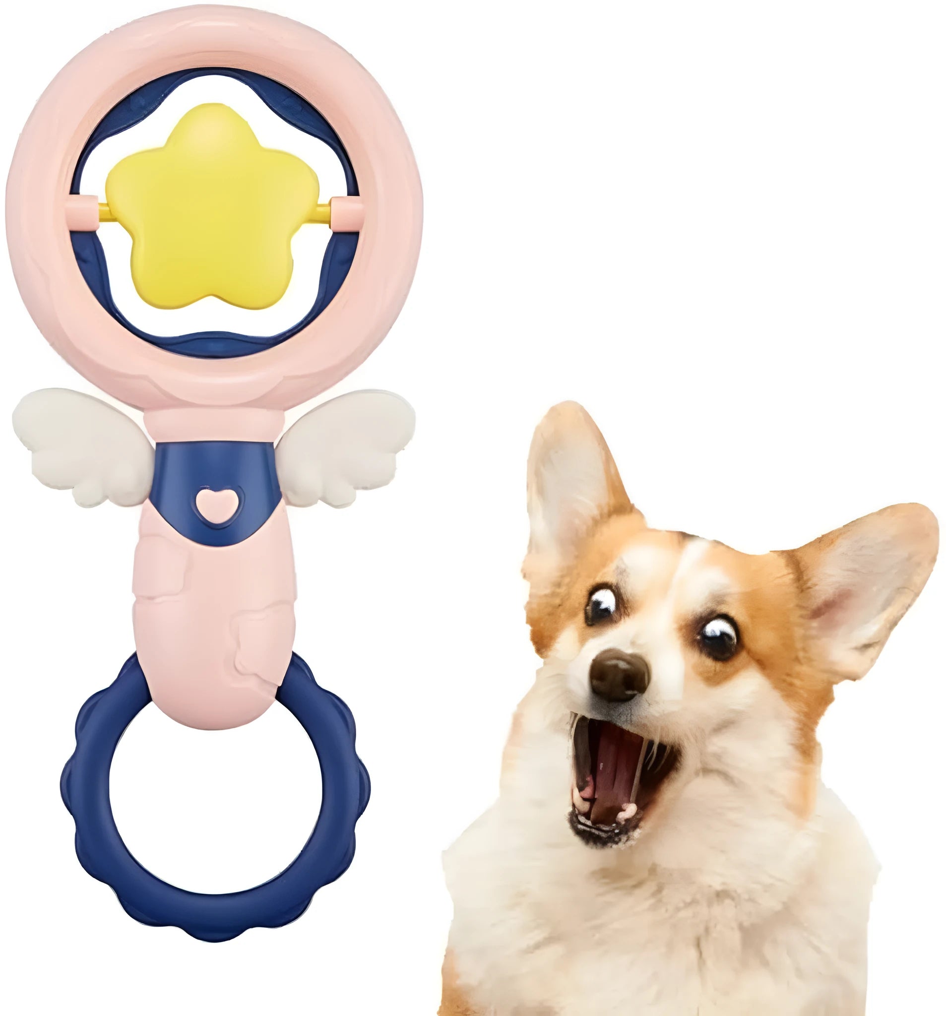 Large pink dog chew toys with textured dental cleaning surfaces and anti-swallow ring design