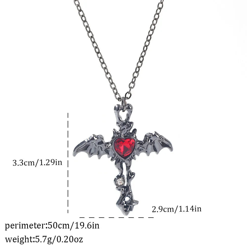 Dark style zinc alloy Halloween necklace with a spider or bat pendant on a regular chain.