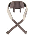Milky white rechargeable shoulder and neck kneading massager on a plain background.