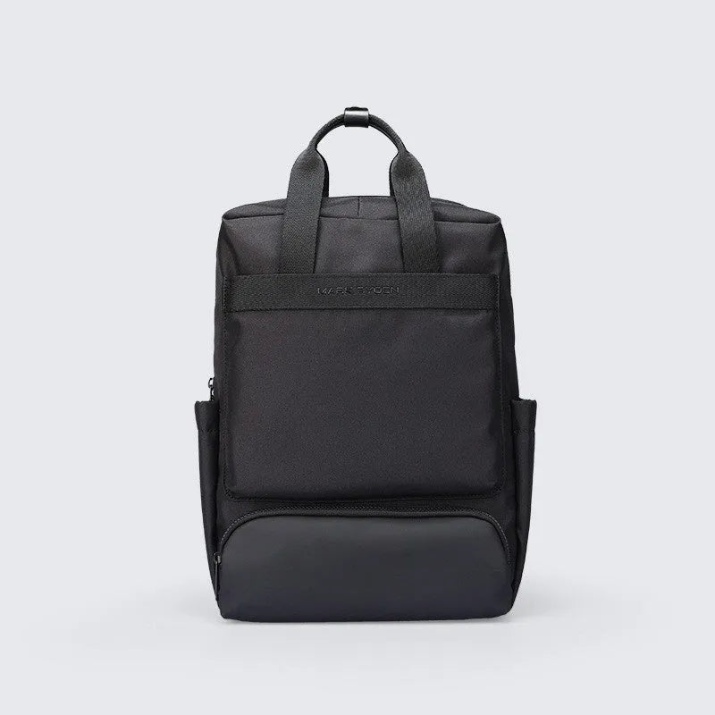 Elegant black Oxford cloth laptop backpack with 20-35 litre capacity and polyester lining