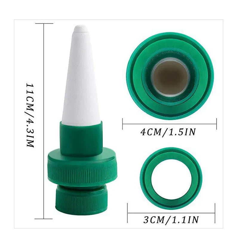 Green ceramic automatic plant watering dripper for 2L plastic cola bottles