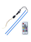 RGB colour changing LED daytime running light strip for cars with wireless remote control in 30cm, 45cm or 60cm sizes.