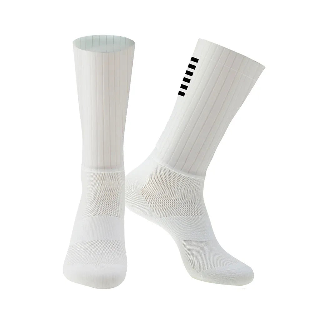 Athletic socks for sports in orange, black, purple, white, grey, and dark blue colours