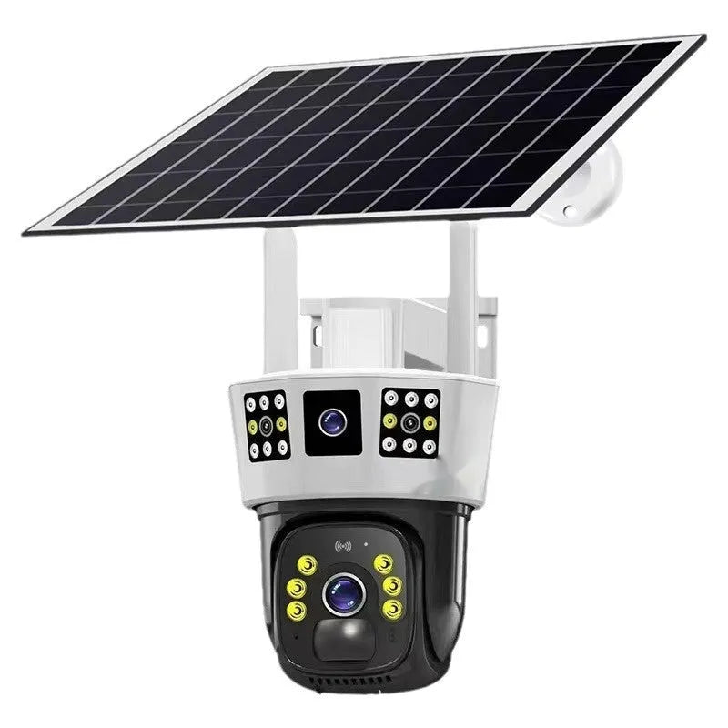 Solar surveillance camera with three-screen display and 4MP resolution