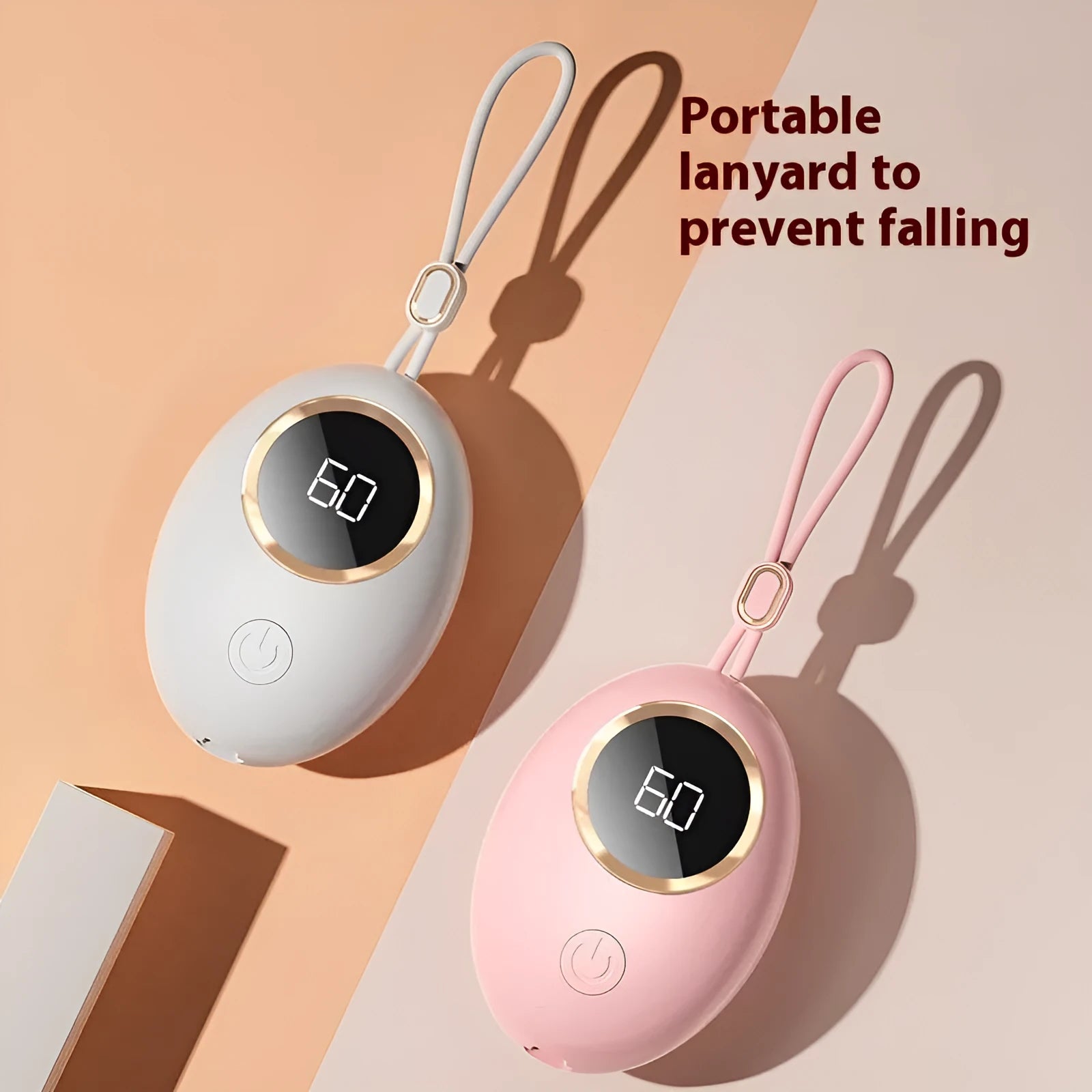 USB-powered hand warmer power bank with digital display in one of six colour options