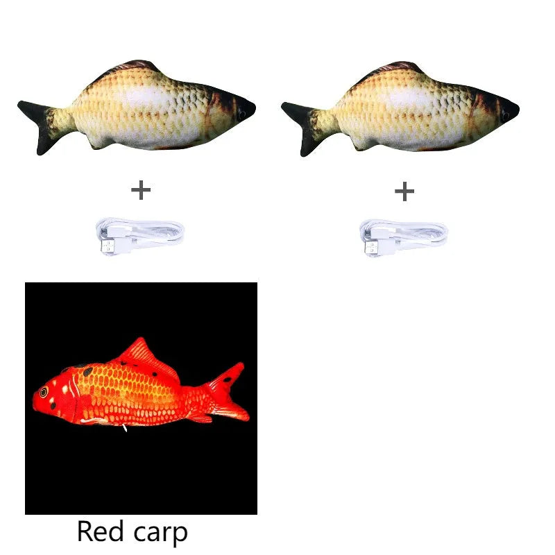 30cm electronic jumping fish cat toy with USB cable in multicolour fish designs